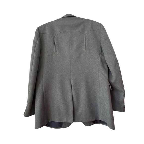 Circle Dallas Texas Blazer Suit Jacket Mens 44R Button Front Gray Career Event - Picture 2 of 13